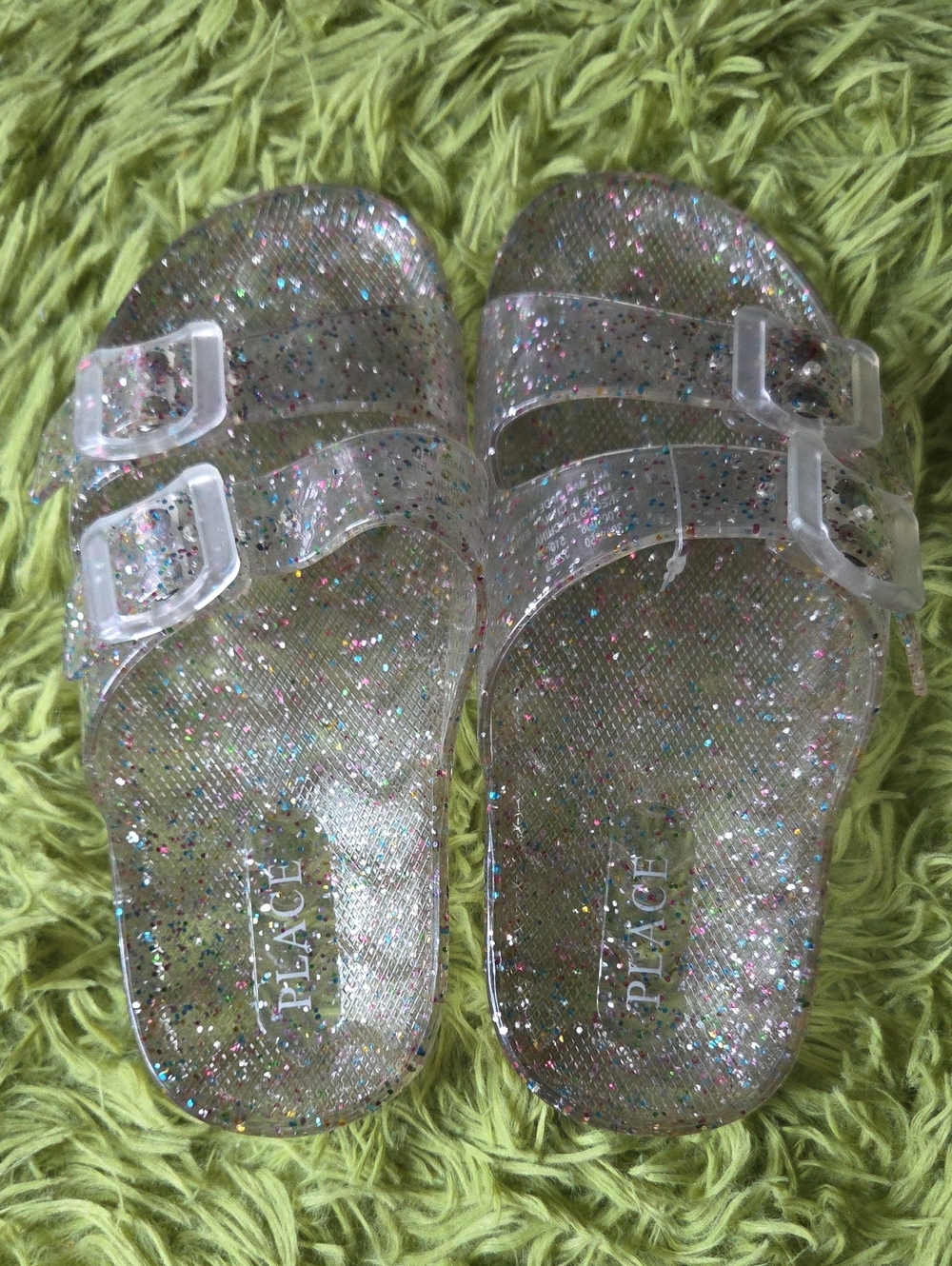 The Children's Place Clear Glitter Slide Sandals - Multicolor Sparkle